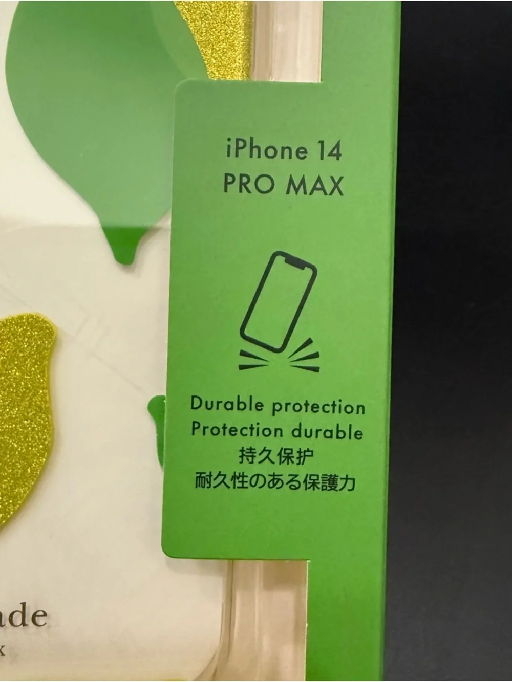 KATE SPADE iPhone 14 PRO MAX Case Lemon Drop Glitter Clear Flexible Phone Case